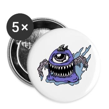 Monster - Buttons groß 56 mm (5er Pack) - Weiß - Vorne