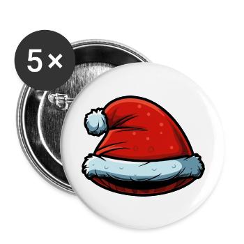 Bonnet de Noël Père Noël chapeau symbole - Lot de 5 grands badges (56 mm) - blanc - Devant