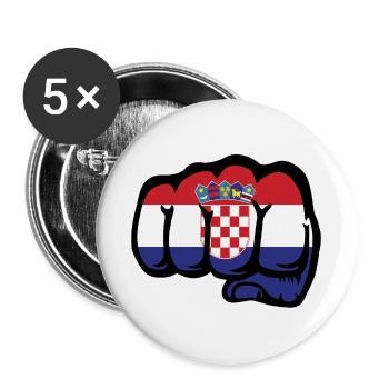 Croatia flag hand fist - Buttons large 2.2''/56 mm (5-pack) - white - Front