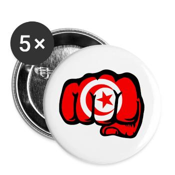 Drapeau de la Tunisie Main Poing - Lot de 5 grands badges (56 mm) - blanc - Devant