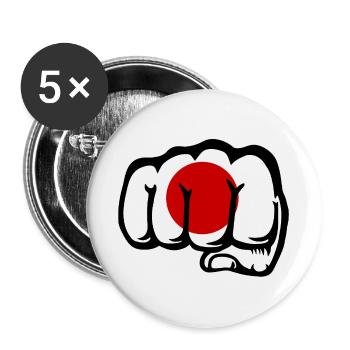 Japan Flag Hand Fist - Buttons large 2.2''/56 mm (5-pack) - white - Front