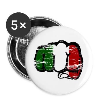 Italy Flag Hand Fist Used - Buttons large 2.2''/56 mm (5-pack) - white - Front