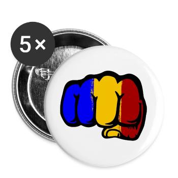 Romania Flag Hand Fist - Buttons large 2.2''/56 mm (5-pack) - white - Front