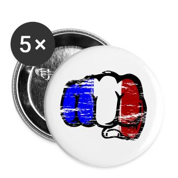 Drapeau de la France poing de main utilisé - Lot de 5 grands badges (56 mm) - blanc - Devant