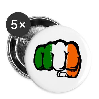 Irland Flagge Hand Faust - Buttons groß 56 mm (5er Pack) - Weiß - Vorne