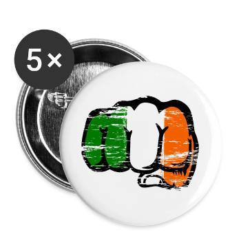 Poing de la main du drapeau irlandais utilisé - Lot de 5 grands badges (56 mm) - blanc - Devant