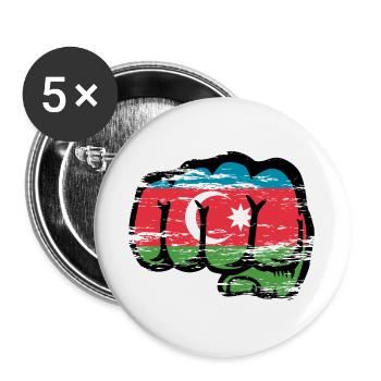 Azerbaijan Flag Fist Hand Used - Buttons large 2.2''/56 mm (5-pack) - white - Front