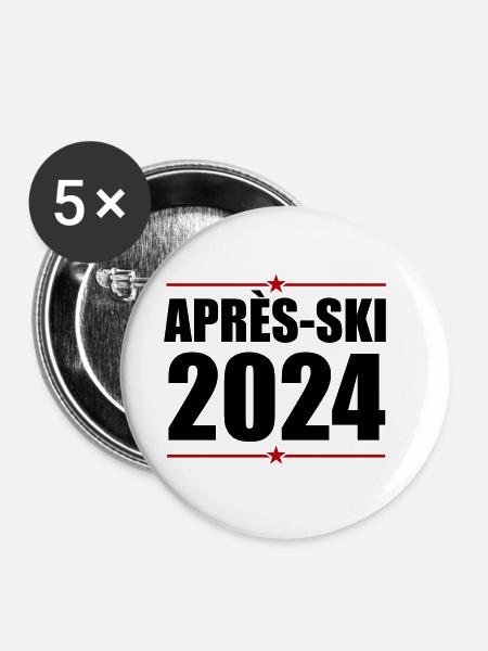 Apres Ski 2024 - Buttons groß 56 mm (5er Pack) - Weiß