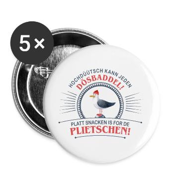 Low German because High German can be spoken by everyone Dösbaddel - Buttons large 2.2''/56 mm (5-pack) - white - Front