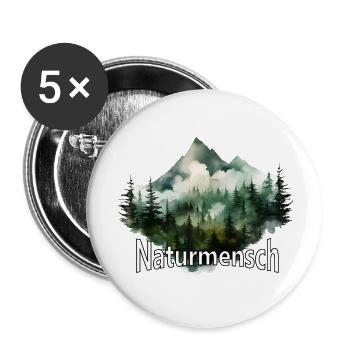 Naturmensch Geschenk Wandern Dorfkinder Berg Motiv - Buttons groß 56 mm (5er Pack) - Weiß - Vorne