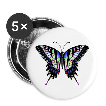 Papillon à queue d’aronde - Lot de 5 grands badges (56 mm) - blanc - Devant