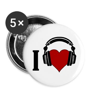 I ♥️ Music - Buttons large 2.2''/56 mm (5-pack) - white - Front