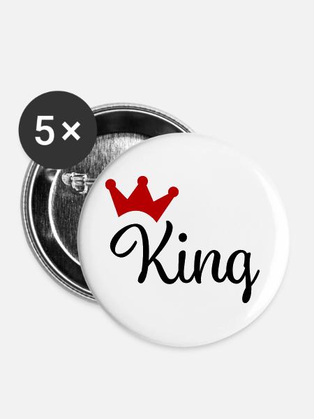 King mit Krone - Buttons groß 56 mm (5er Pack) - Weiß