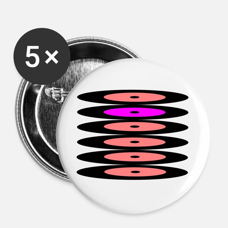 Schallplatten - Buttons groß 56 mm (5er Pack) - Weiß