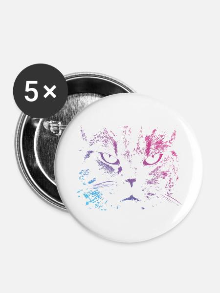 Katze Abstrakt - Buttons groß 56 mm (5er Pack) - Weiß
