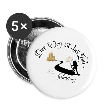 Jakobsweg - Der Weg ist das Ziel - Buttons groß 56 mm (5er Pack) - Weiß - Vorne