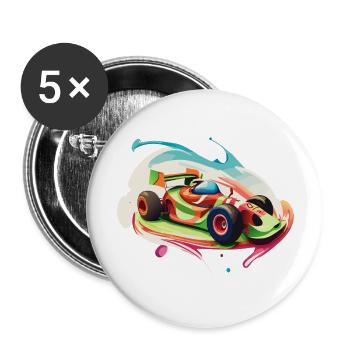 Candy Racecar - Buttons groß 56 mm (5er Pack) - Weiß - Vorne