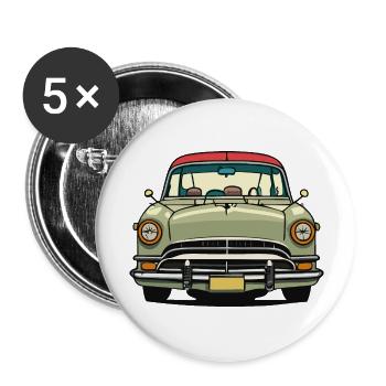 Oldtimer - Buttons groß 56 mm (5er Pack) - Weiß - Vorne