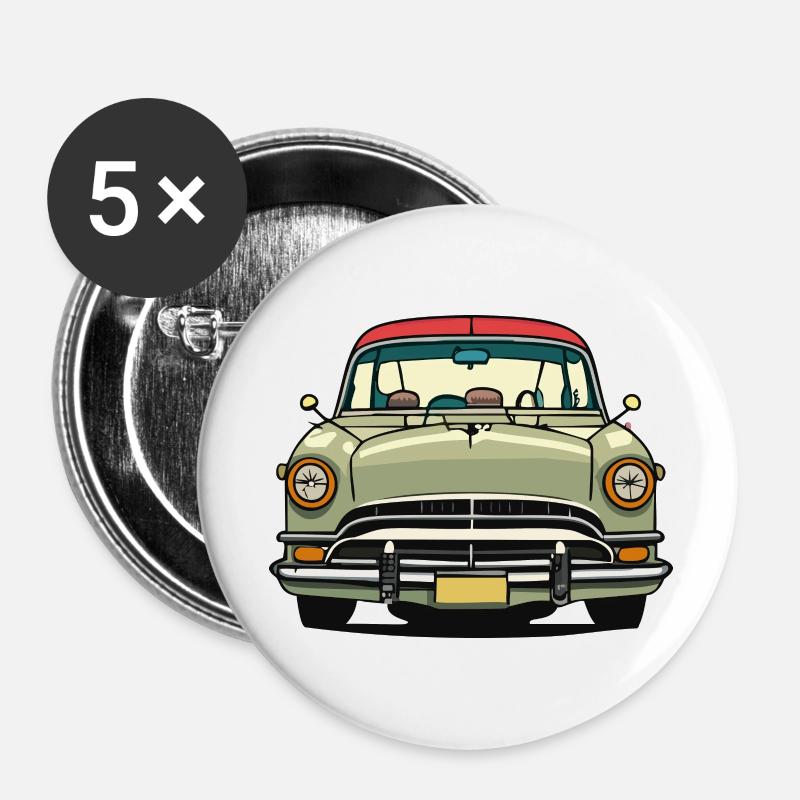 Classic car - Buttons large 2.2''/56 mm (5-pack) - white
