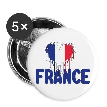 love france - Lot de 5 grands badges (56 mm) - blanc - Devant
