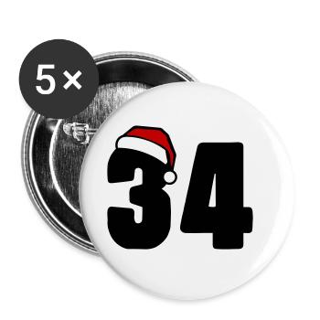 34 Number Christmas - Buttons large 2.2''/56 mm (5-pack) - white - Front