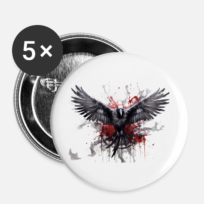 Raven - Buttons large 2.2''/56 mm (5-pack) - white