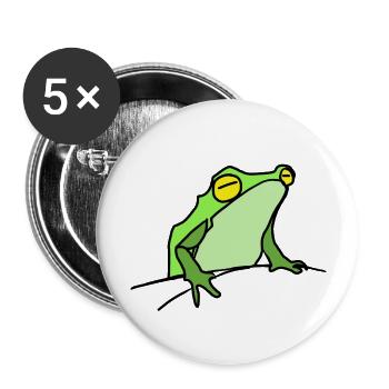 Frosch - Buttons groß 56 mm (5er Pack) - Weiß - Vorne