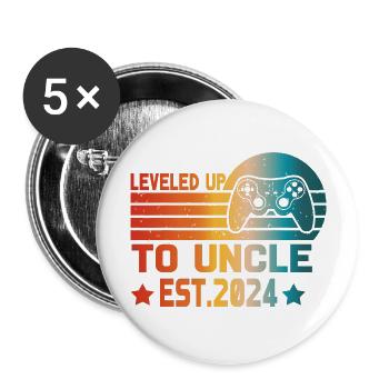 leveled up to uncle Level Unlocked Est uncle 2024 - Lot de 5 grands badges (56 mm) - blanc - Devant