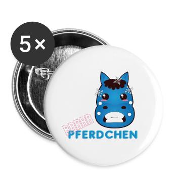 ! Brrr Pferdchen - Winter Pony - Buttons groß 56 mm (5er Pack) - Weiß - Vorne