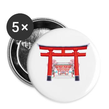 Torii Japan, Kyoto, Schrein Fushimi Inari - Taisha - Buttons groß 56 mm (5er Pack) - Weiß - Vorne