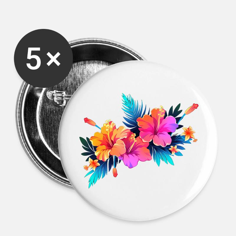 Hibiscus - Buttons large 2.2''/56 mm (5-pack) - white