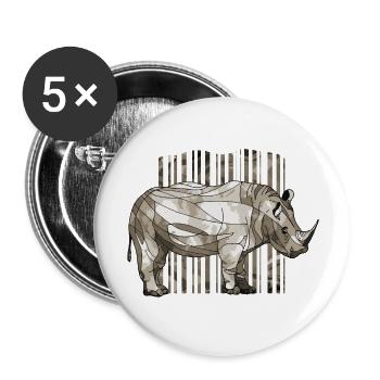 Nashorn - Buttons groß 56 mm (5er Pack) - Weiß - Vorne