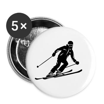 Skiing Skiing Man Silhouette - Buttons large 2.2''/56 mm (5-pack) - white - Front