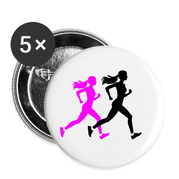 Running Marathon Woman Silhouette - Buttons large 2.2''/56 mm (5-pack) - white - Front