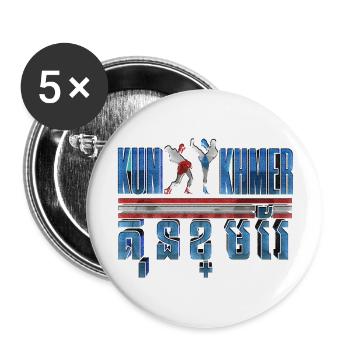 Temple du Cambodge Khmer Vintage drapeau je cadeau - Lot de 5 grands badges (56 mm) - blanc - Devant
