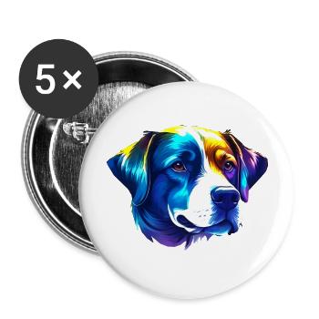 Labrador Kopf in farbiger Darstellung - Buttons groß 56 mm (5er Pack) - Weiß - Vorne