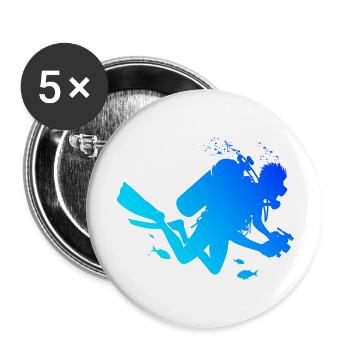 Scuba Diver Free Dive Women's Scuba Diving - Buttons large 2.2''/56 mm (5-pack) - white - Front