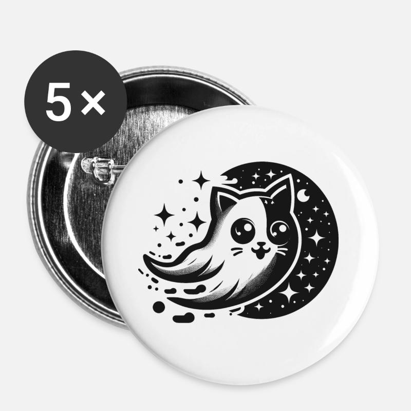 Boo Cat Funny Animals - Buttons large 2.2''/56 mm (5-pack) - white