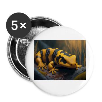 Cute animals doing hibernation – fire salamander - Buttons large 2.2''/56 mm (5-pack) - white - Front