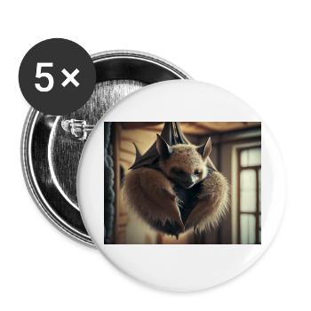 Niedliche Tiere chillen – Fledermaus - Buttons groß 56 mm (5er Pack) - Weiß - Vorne