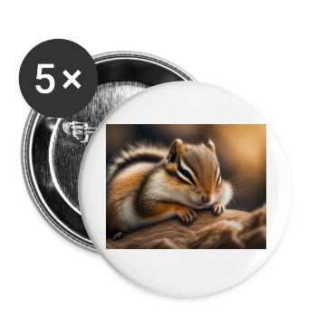 Niedliche Tiere im Winterschlaf – Streifenhörnchen - Buttons groß 56 mm (5er Pack) - Weiß - Vorne