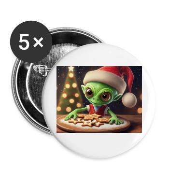 extraterrestre portant un pull de Noël laid - Lot de 5 grands badges (56 mm) - blanc - Devant