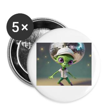 cute little green retro vintage alien everyday - Buttons large 2.2''/56 mm (5-pack) - white - Front