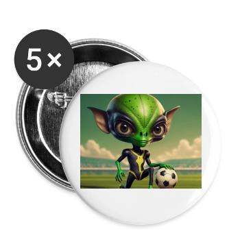 niedliche kleine grüne retro vintage alien jeden tag - Buttons groß 56 mm (5er Pack) - Weiß - Vorne