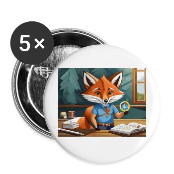 cute little fiend fox geography class - Buttons large 2.2''/56 mm (5-pack) - white - Front