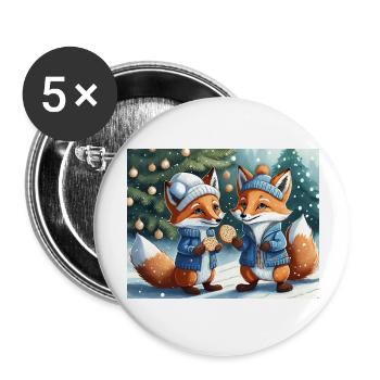Mignon petit renard démon vie quotidienne - biscuits - Lot de 5 grands badges (56 mm) - blanc - Devant