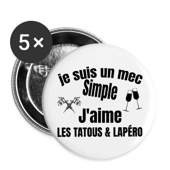 tatous et apéro - Lot de 5 grands badges (56 mm) - blanc - Devant