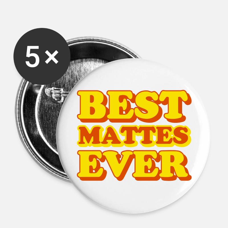 Mattes First Name Funny Gift - Buttons large 2.2''/56 mm (5-pack) - white