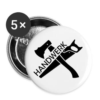 Handwerk Symbol Logo Handwerker Säge Werkzeug icon - Buttons groß 56 mm (5er Pack) - Weiß - Vorne