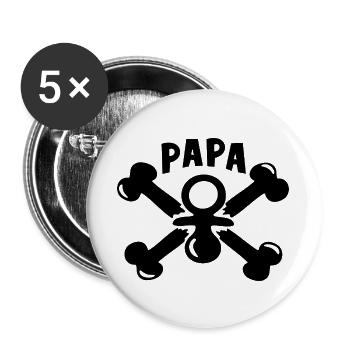 Papa Geburt Pirat Geschenk - Buttons groß 56 mm (5er Pack) - Weiß - Vorne